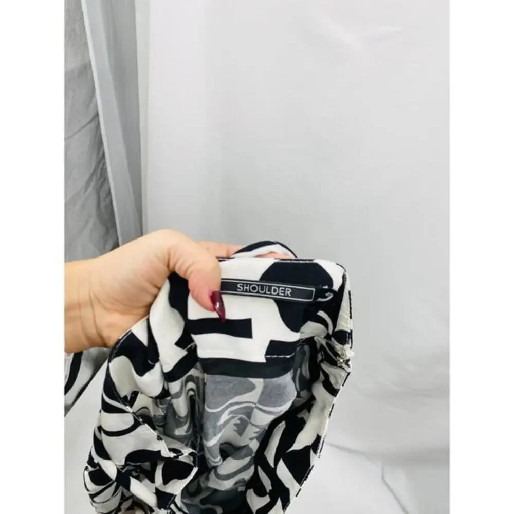 shoulder brand black & white palazzo pants‎
